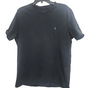 All Saints Mens Brace Short Sleeve Crew Neck Slim Fit Cotton TShirt Black Sz XL